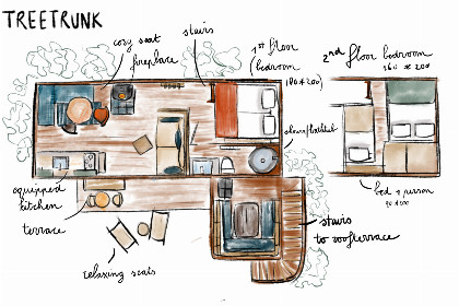 008 Tiny house voor 5 personen met terras op 3,5 meter hoogte in bosrijke omgeving in Belgie