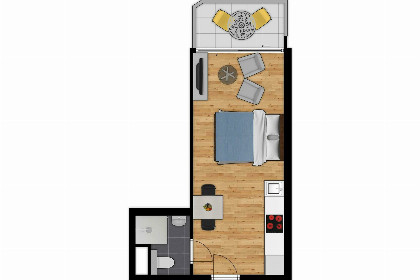 010 Studio met stadszicht | 2p