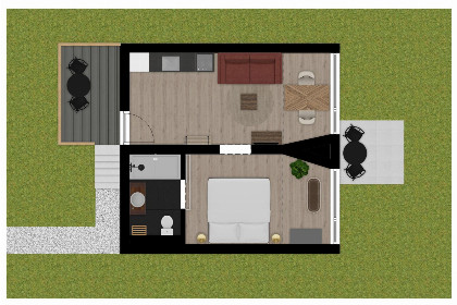 003 Tiny House voor 2 personen rondom een vijver op park de Kremmer