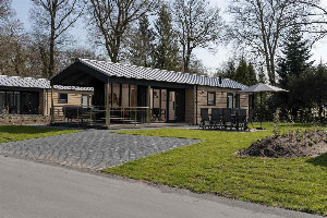 Comfortabel vierpersoons lodge met overdekt terras in de Achterhoek nabij Lochem