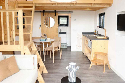 003 Knus Tiny House voor 4 personen op een waterrijk vakantiepark aan de IJssel