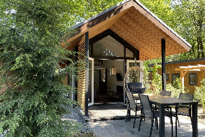 Tiny house Eco 4 personen met sauna en hottub op een vakantiepark op de Veluwe