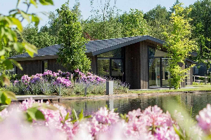 Luxe lodge aan het water voor 6 personen op vakantiepark Molenvelden in Veldhoven