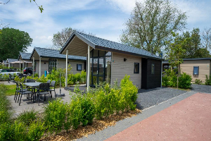 Compacte 4 persoons Tiny House met sfeerhaard op vakantiepark aan het Markermeer