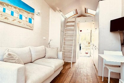 002 Slaapstrandhuisje op het strand van Dishoek met zeezicht en terras en plek voor vijf personen I 37