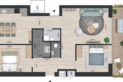 030 Vakantiewoning aan het strand   tuin en terras met haven  